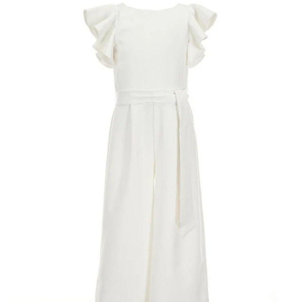 GB Girls Cream Ruffle Jumpsuit SZ 12